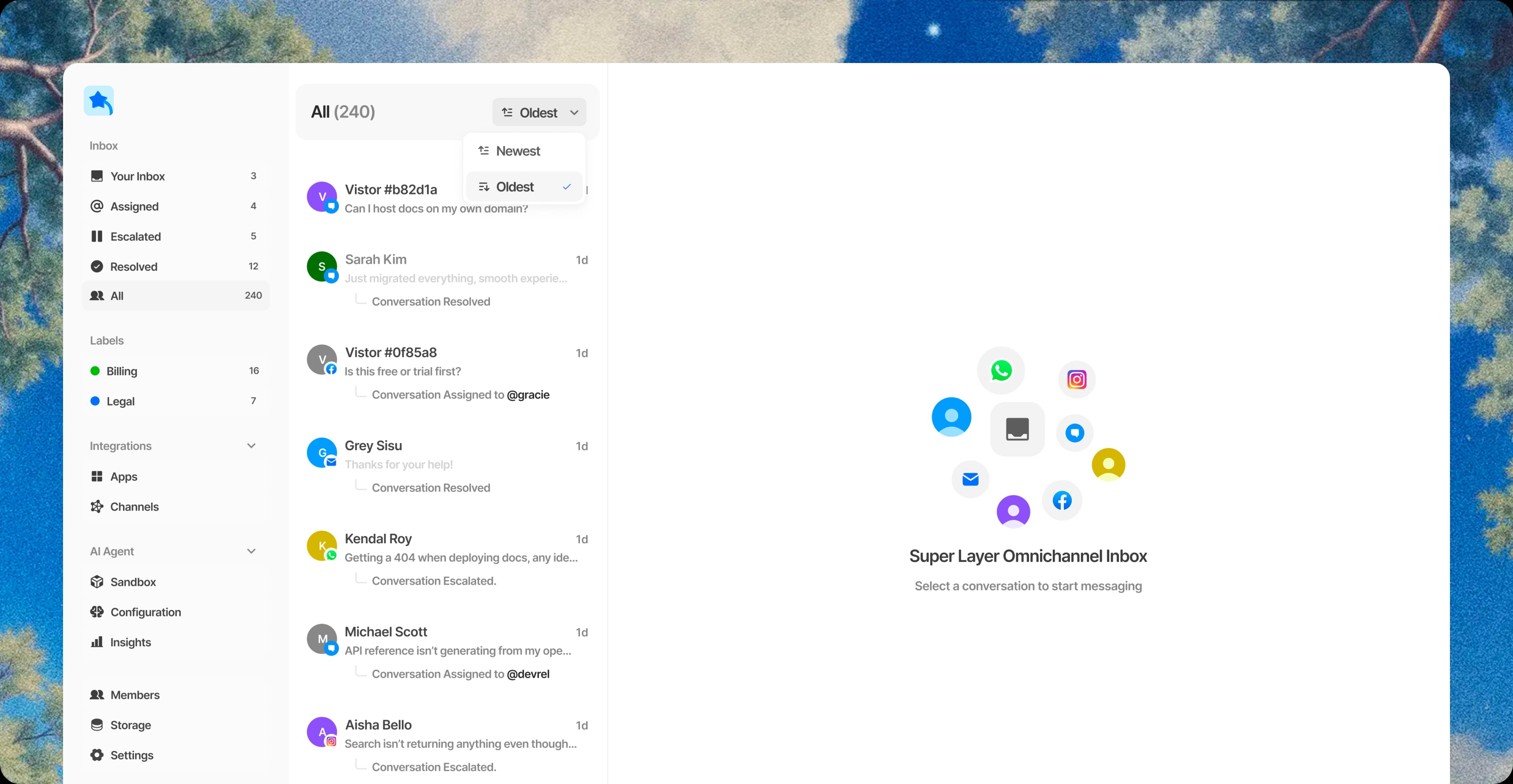 Palgry shared inbox dashboard